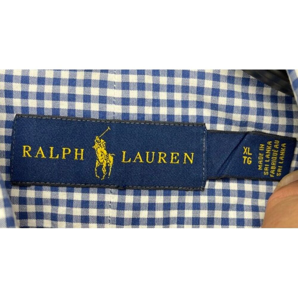 Polo Ralph Lauren Mens Shirt XL Blue Gingham Long Sleeve Button‎ Up - Picture 6 of 10